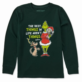 Kids The Best Things Grinch Long Sleeve Crusher Tee Breathable Comfort