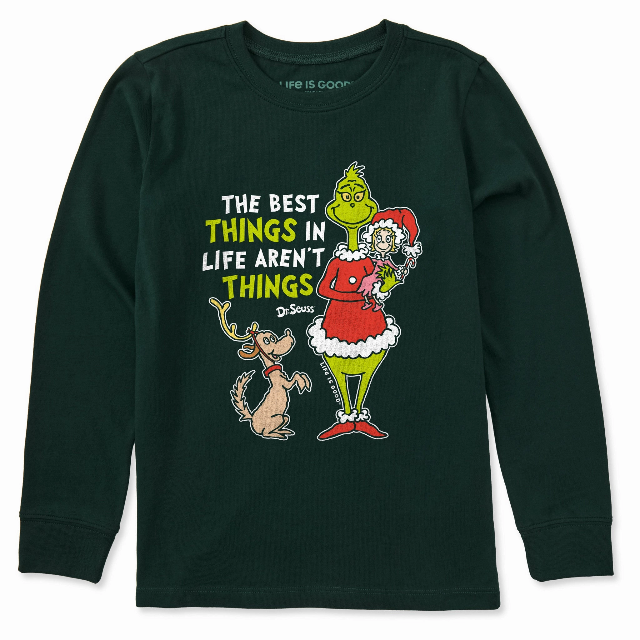 Light Casual Wear Quick Dry Material Kids The Best Things Grinch Long Sleeve Crusher Tee