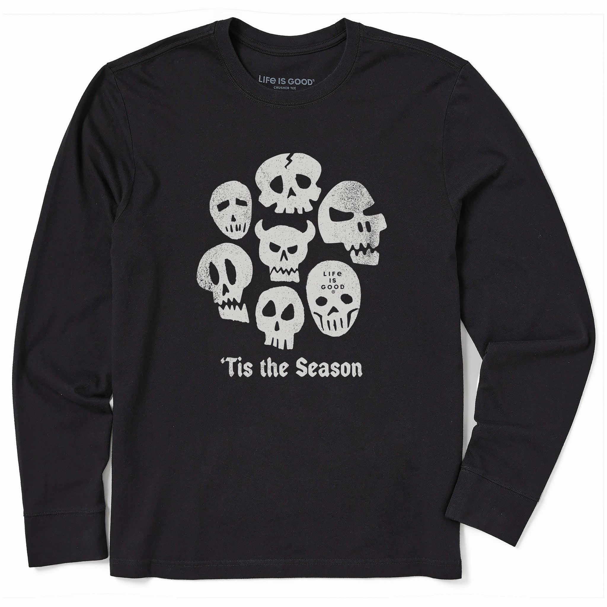 Standard Body Fit Men's Tis the Season Skulls Long Sleeve Crusher Tee