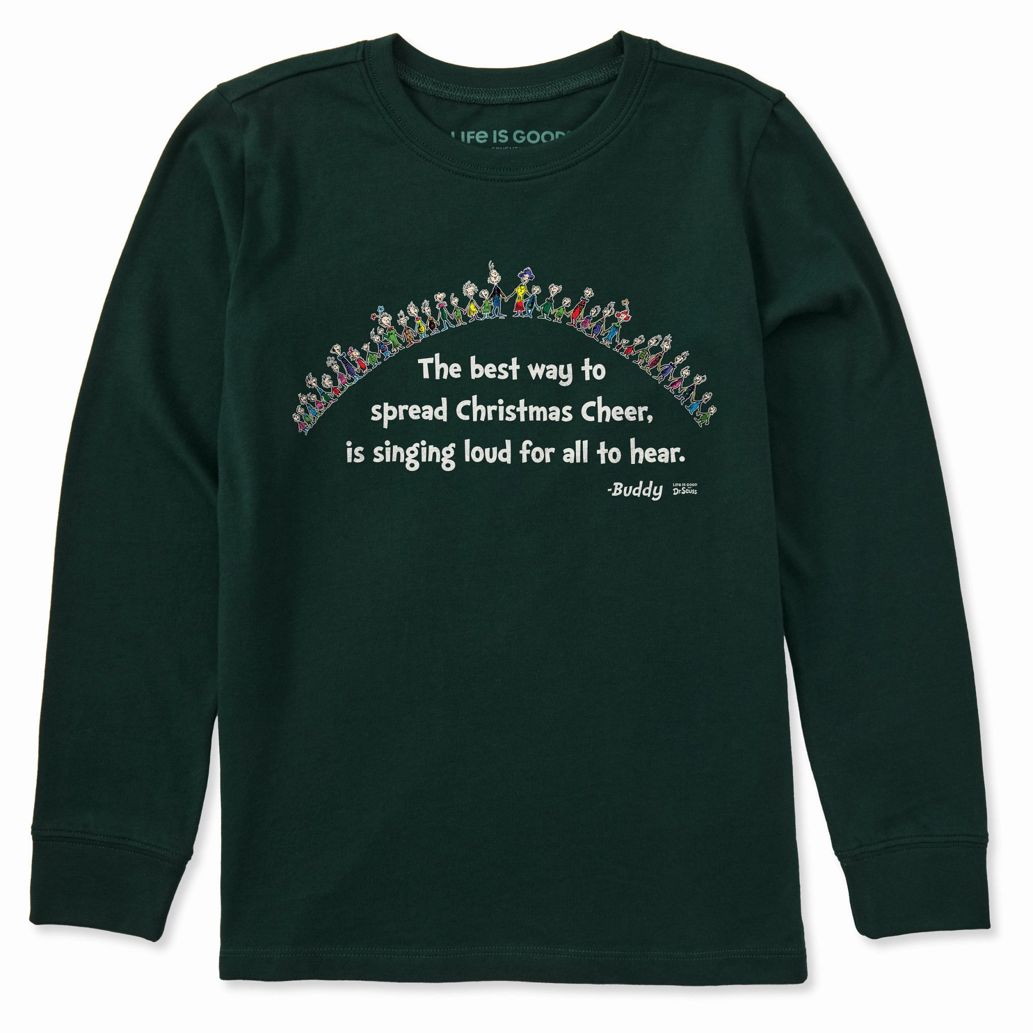 Kids Christmas Cheer Grinch Long Sleeve Crusher Tee Comfy Stretch