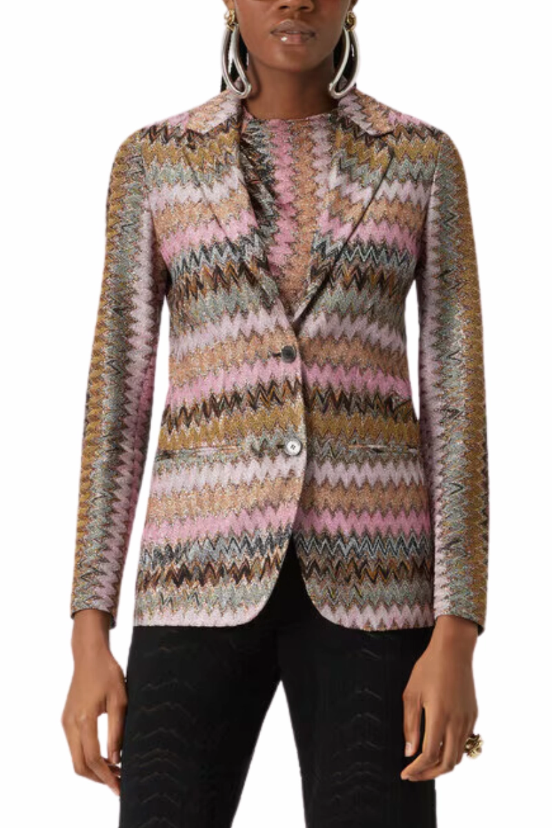 Lam?? Chevron Knit Blazer Multi pockets Cold Day Look