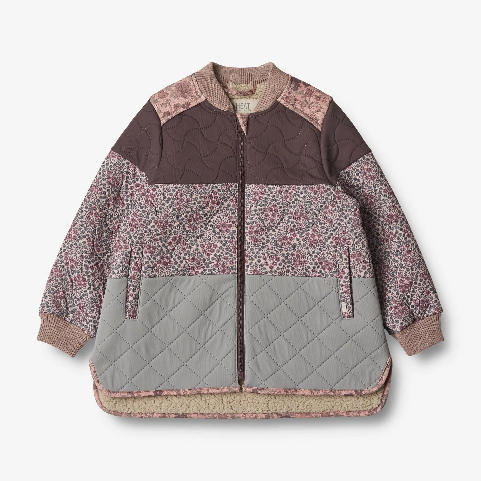 Sleek Layer Look Quilted Stitching Pattern Thermo Jacket Hadis - harlequin berries