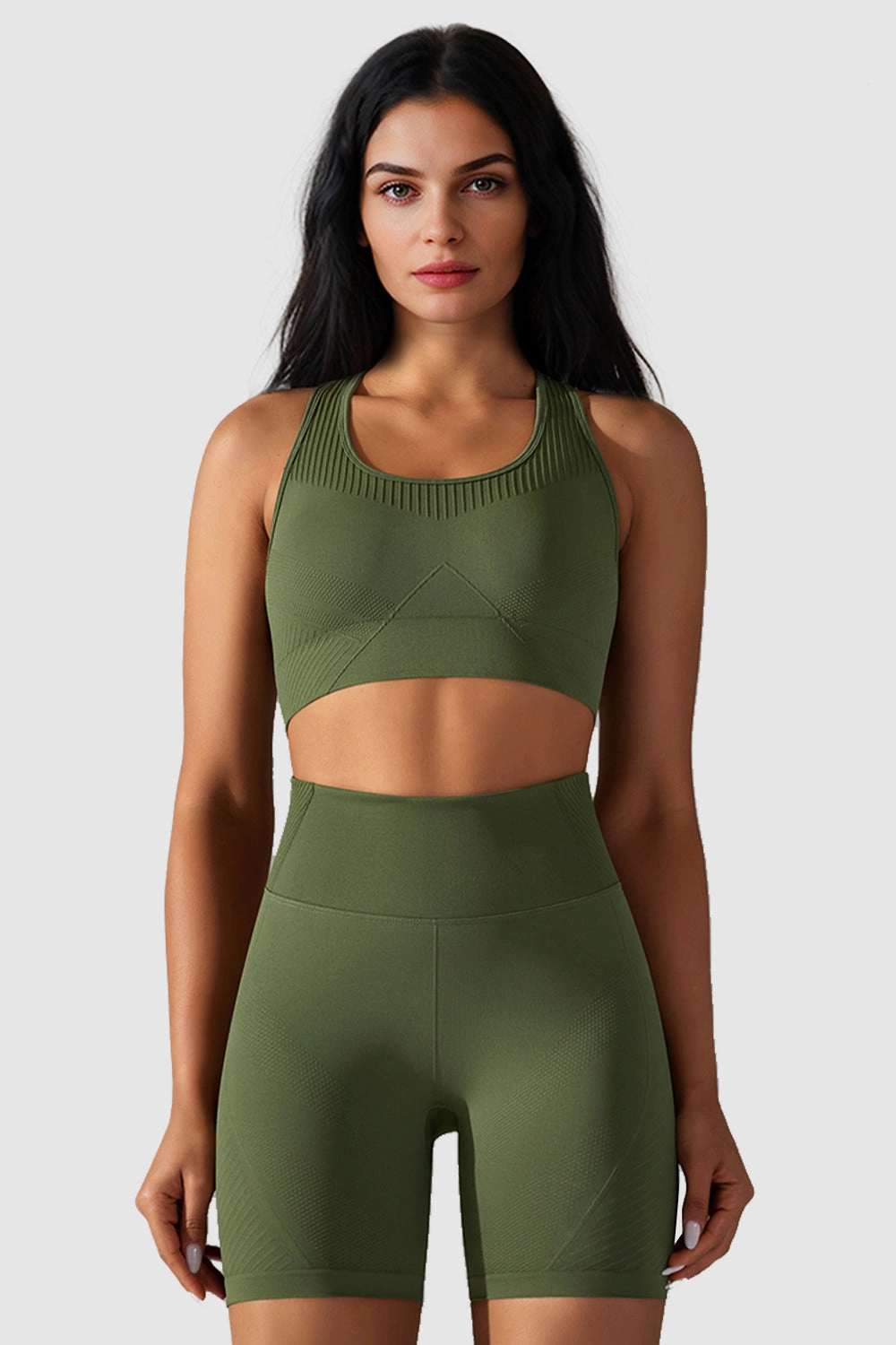 Seamless Sports Bra with Removable Pads QuickDryTechnology trim