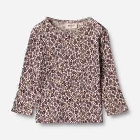 Wool T-Shirt LS | Baby - purple flowers Breathable Lining