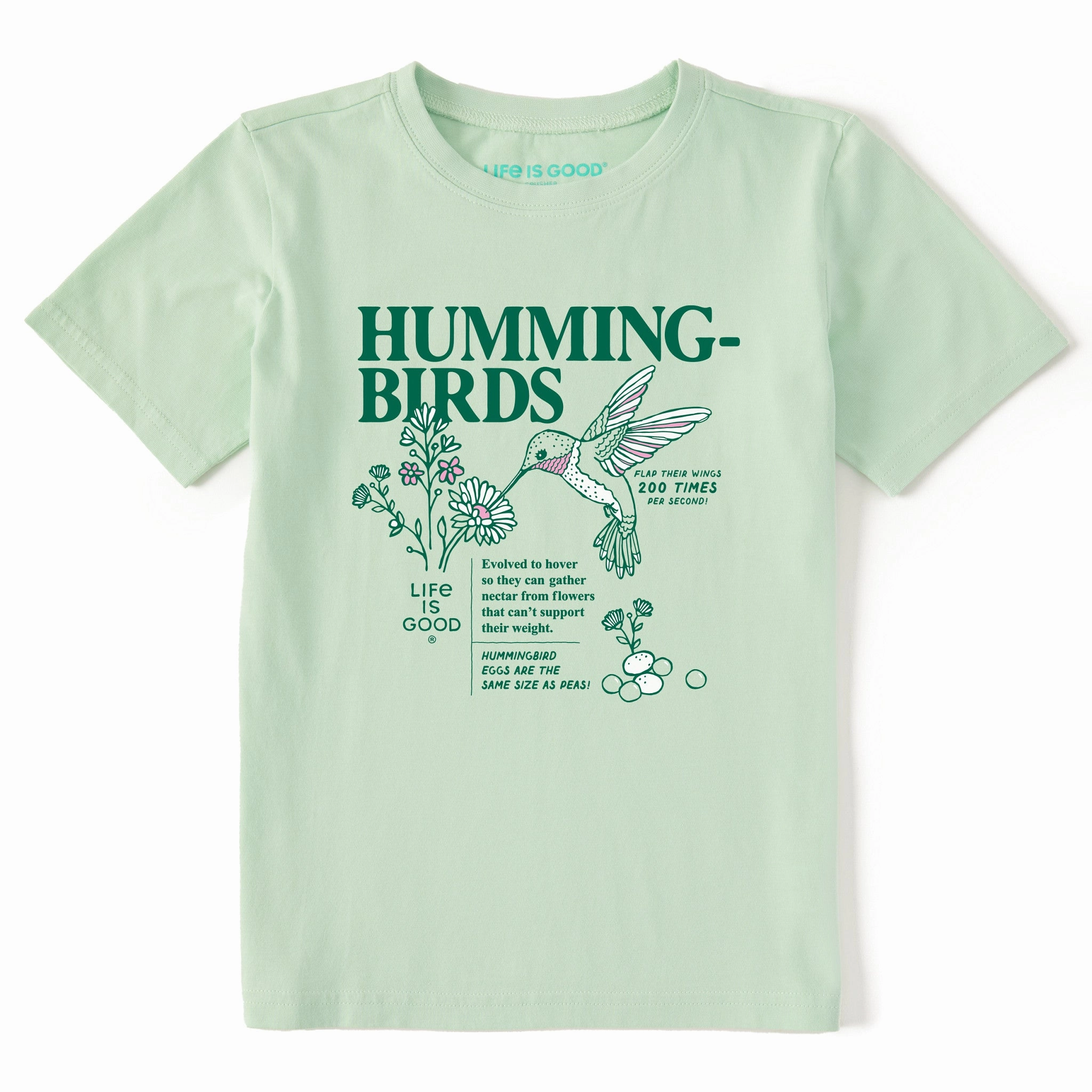 No Slip Shoulder Design Christmas Kids Hummingbird Facts Short Sleeve Crusher Tee