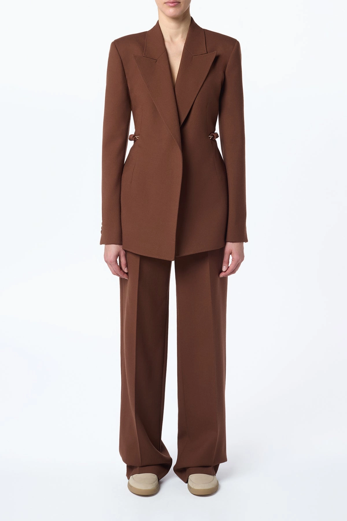 Chic Fit Design Norman Wide-Leg Pant in Cognac Recycled Virgin Wool