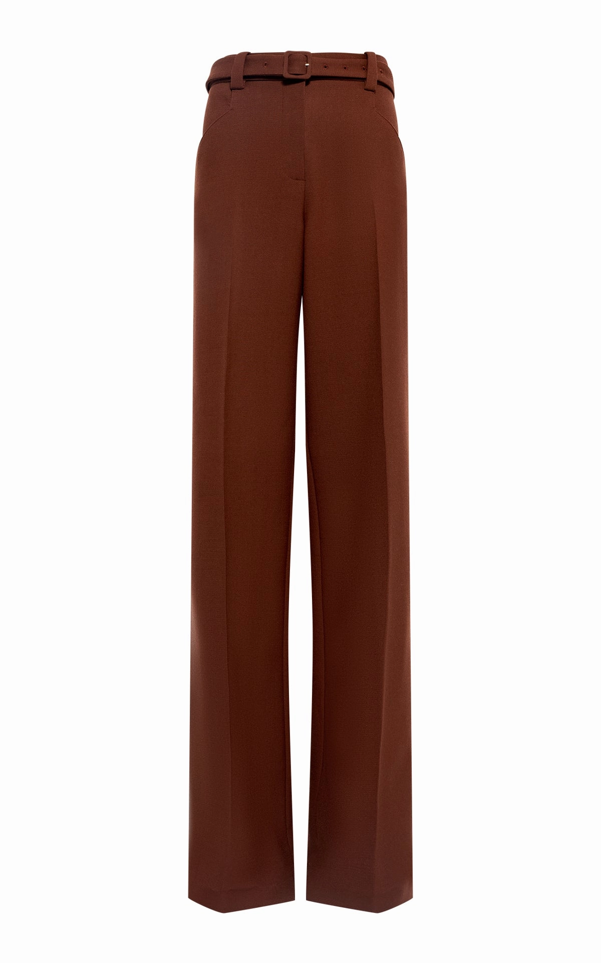 Polished Finish Norman Wide-Leg Pant in Cognac Recycled Virgin Wool