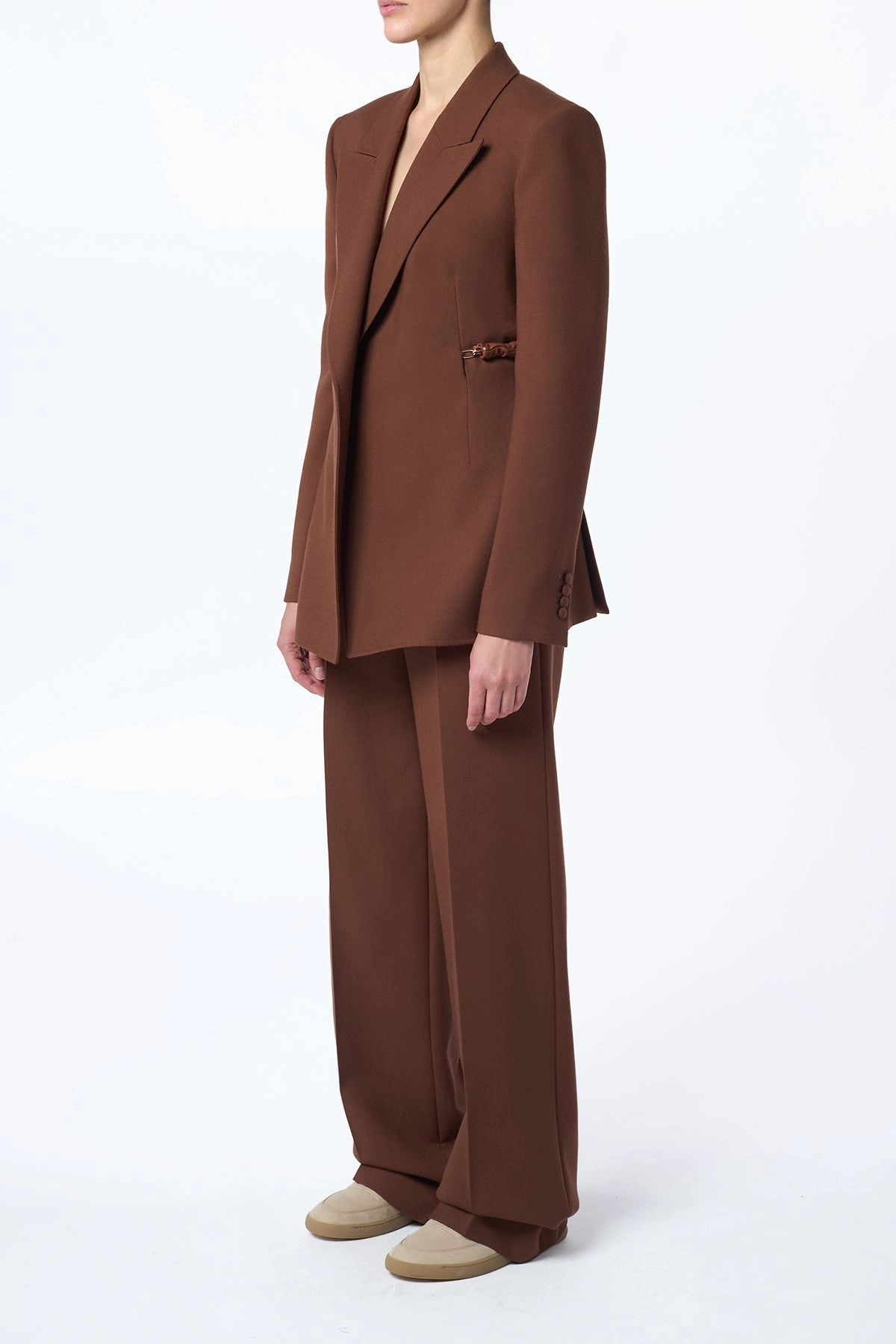 Comfortable Precision Norman Wide-Leg Pant in Cognac Recycled Virgin Wool