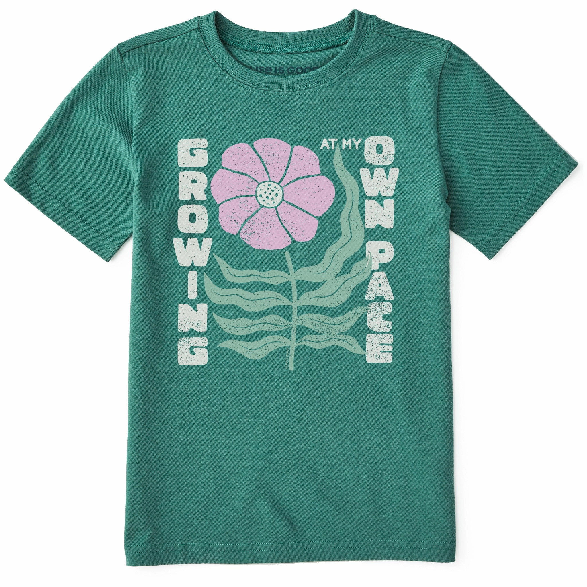 Yarn Dyed Fabric Stylish and Comfortable Kids Growing at my Own Pace Short Sleeve Crusher Tee