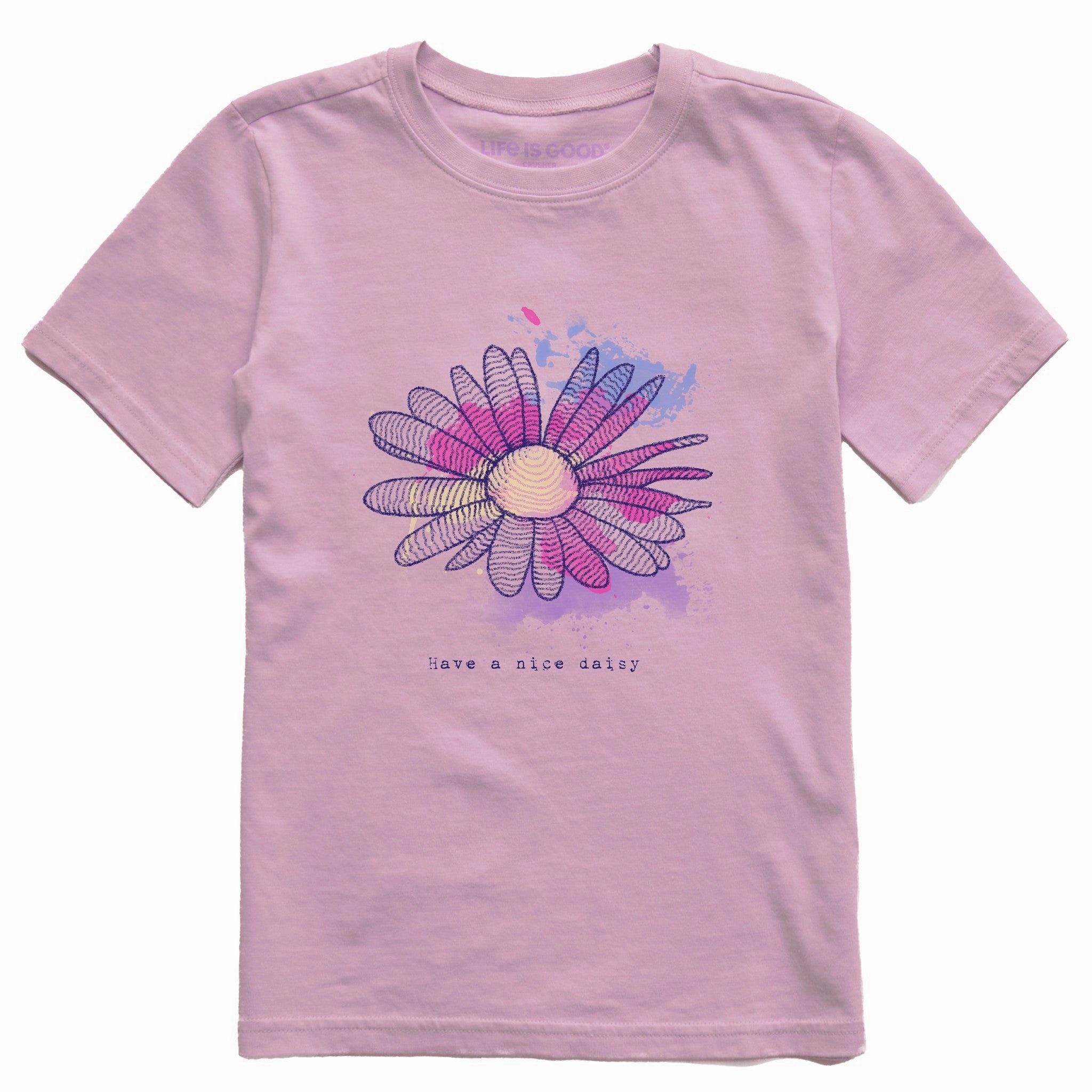Stylish Layer Look Cozy Style Kids Fineline Have a Nice Daisy Short Sleeve Crusher Tee