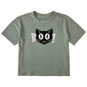 Women's Boo Cat Short Sleeve Crusher Boxy Tee Cozy Touch