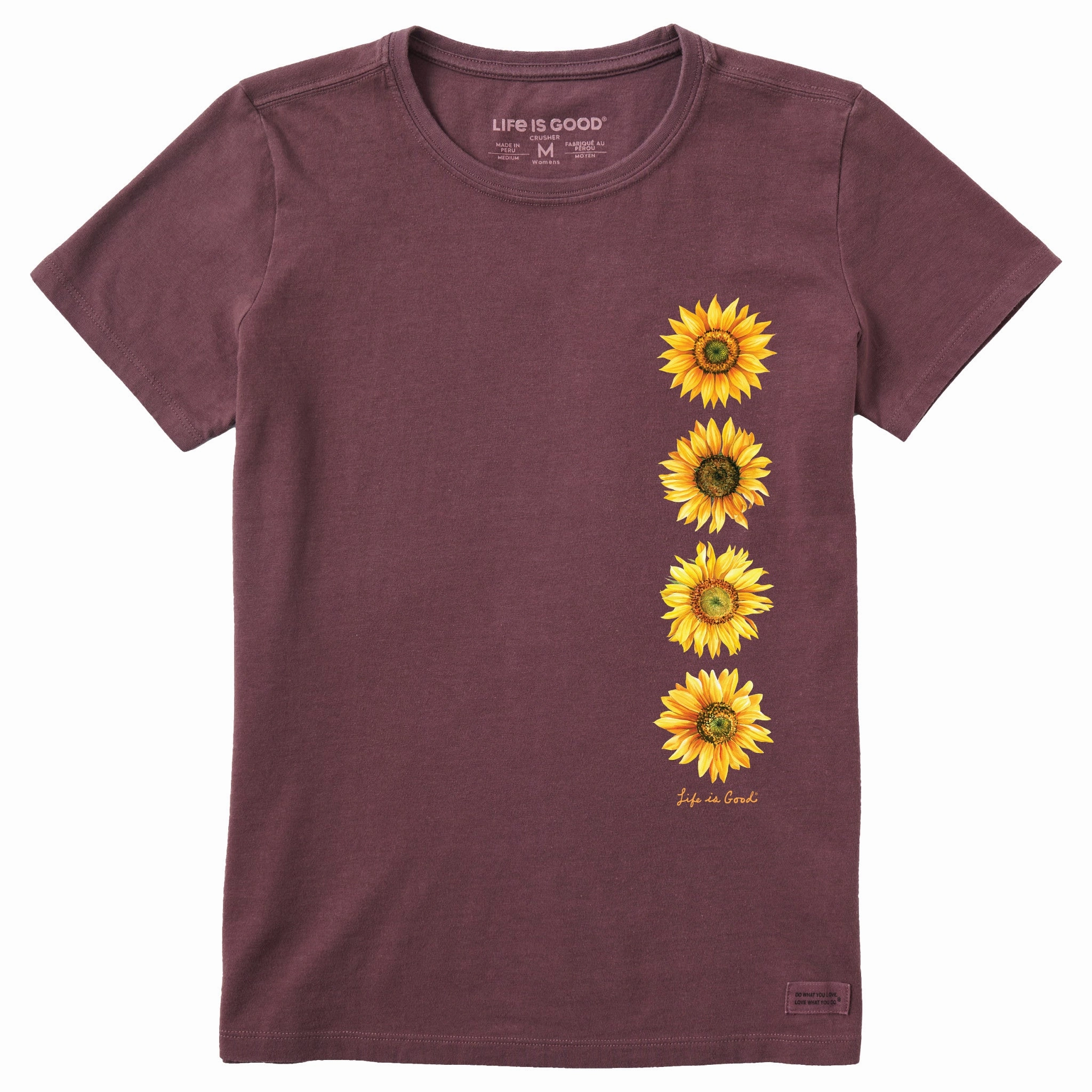 Trendy Vibe TaglessDesign Women's Sunflower Line Short Sleeve Crusher Tee