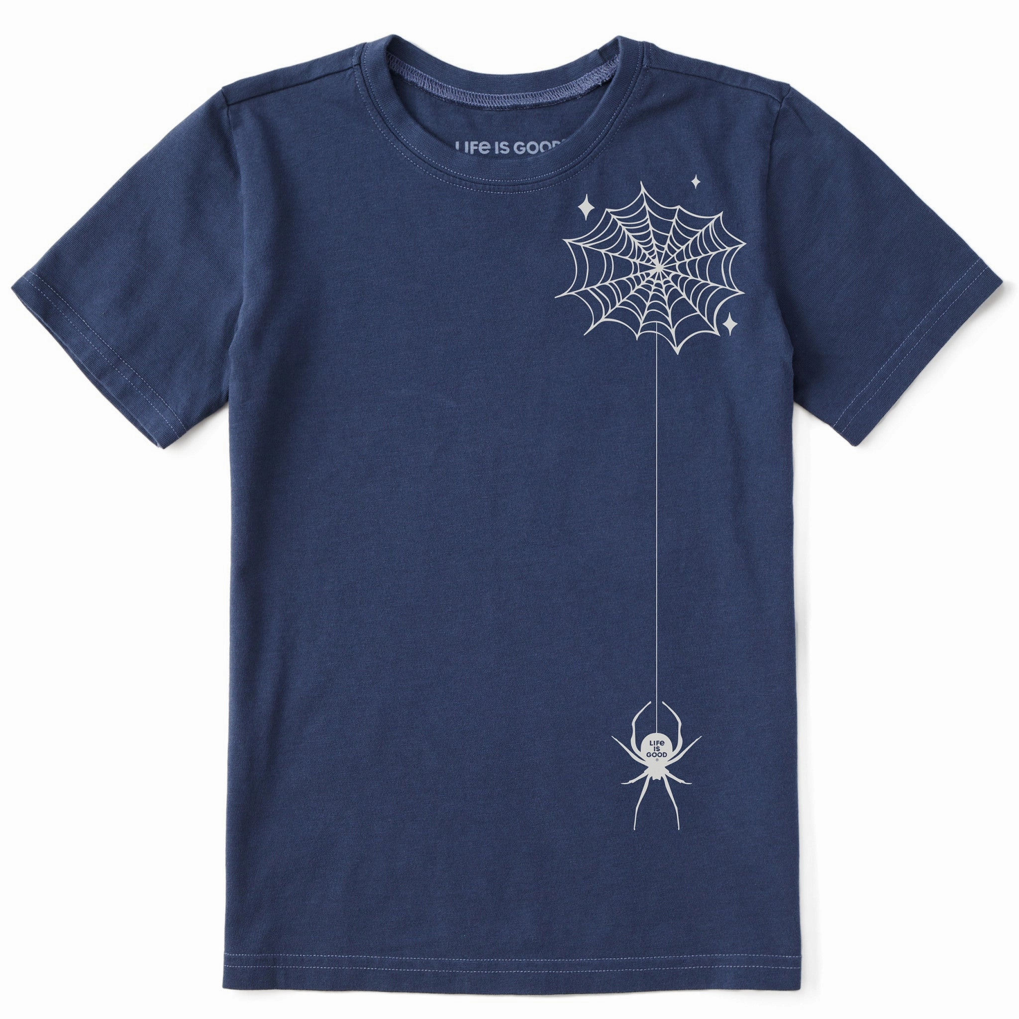 Essential Layer Stretchable Collar Band Kids Halloween Spider Short Sleeve Crusher Tee