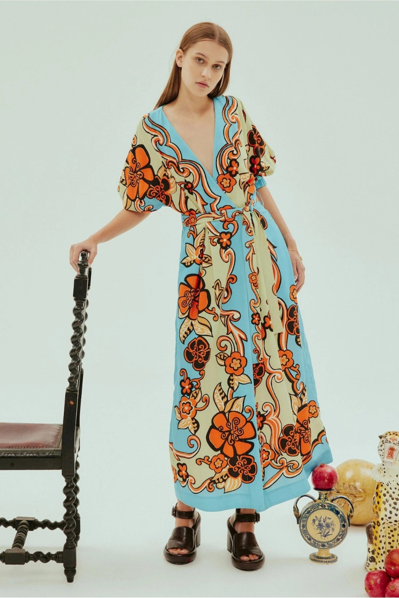 Matte-finish Ondine Wrap Midi Dress