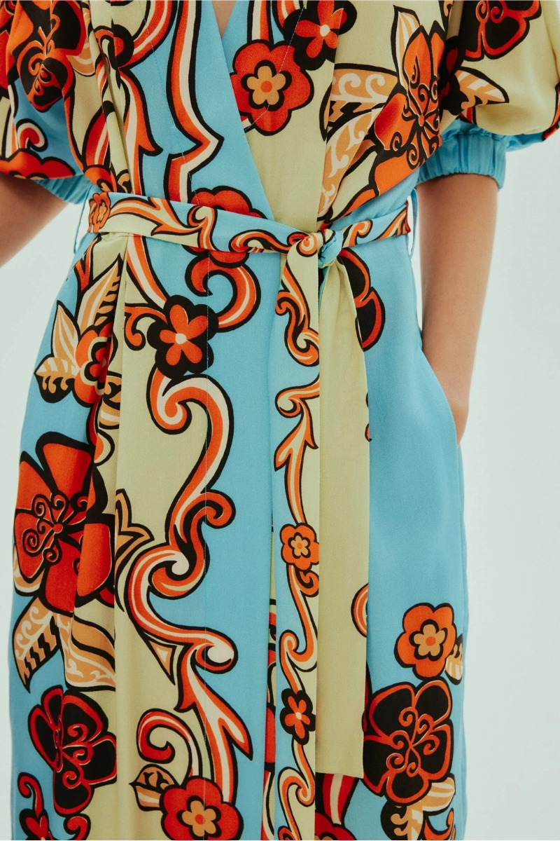 Ondine Wrap Midi Dress French Vibe Silky Form