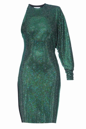 Autumn Ready Delicate Tone One Shoulder Crystallized Dress