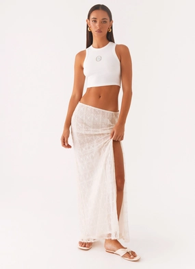Opal Sequin Maxi Skirt - White Weighted Hem Comfort Innovation
