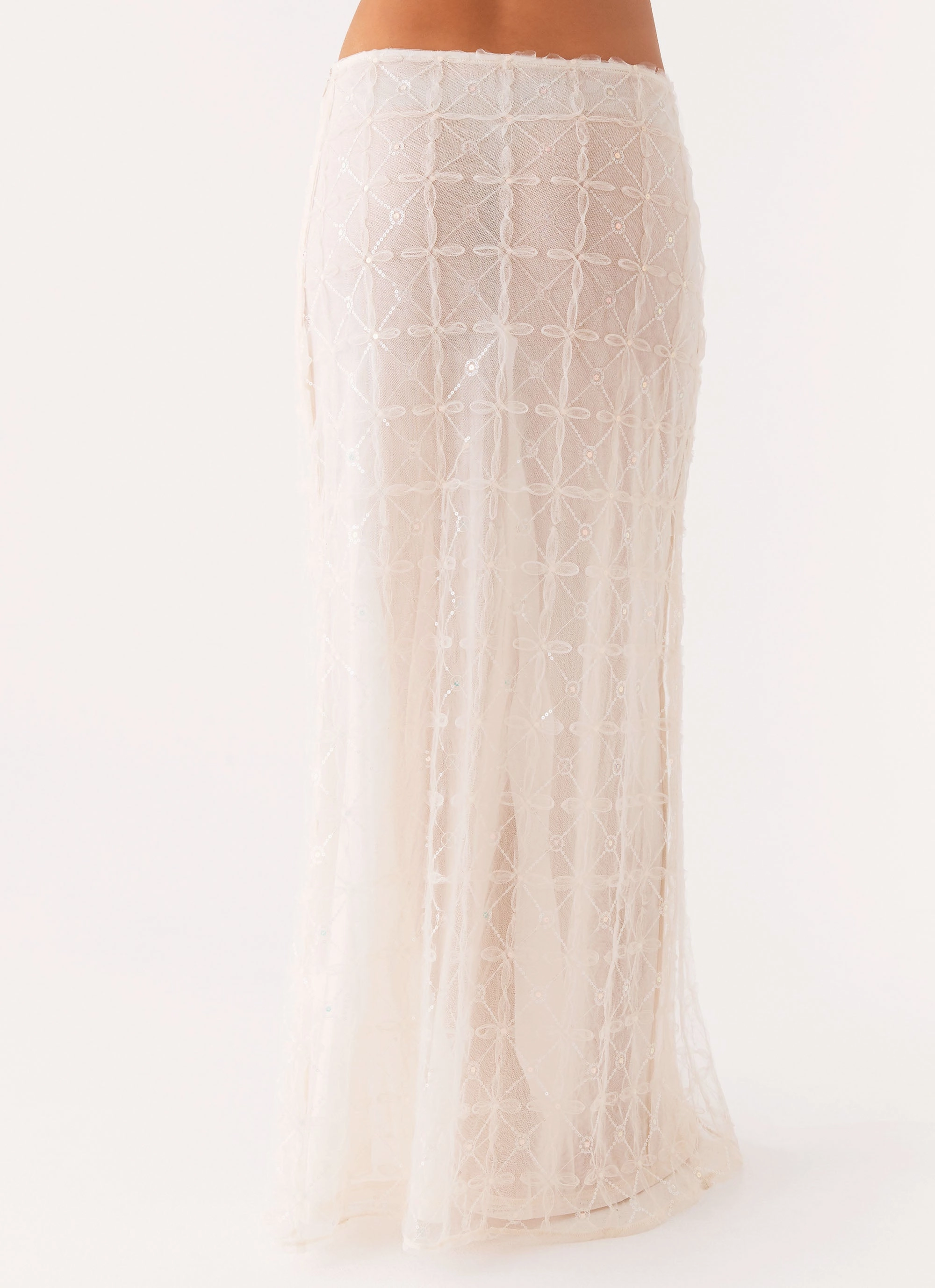 Bold Edge Opal Sequin Maxi Skirt - White