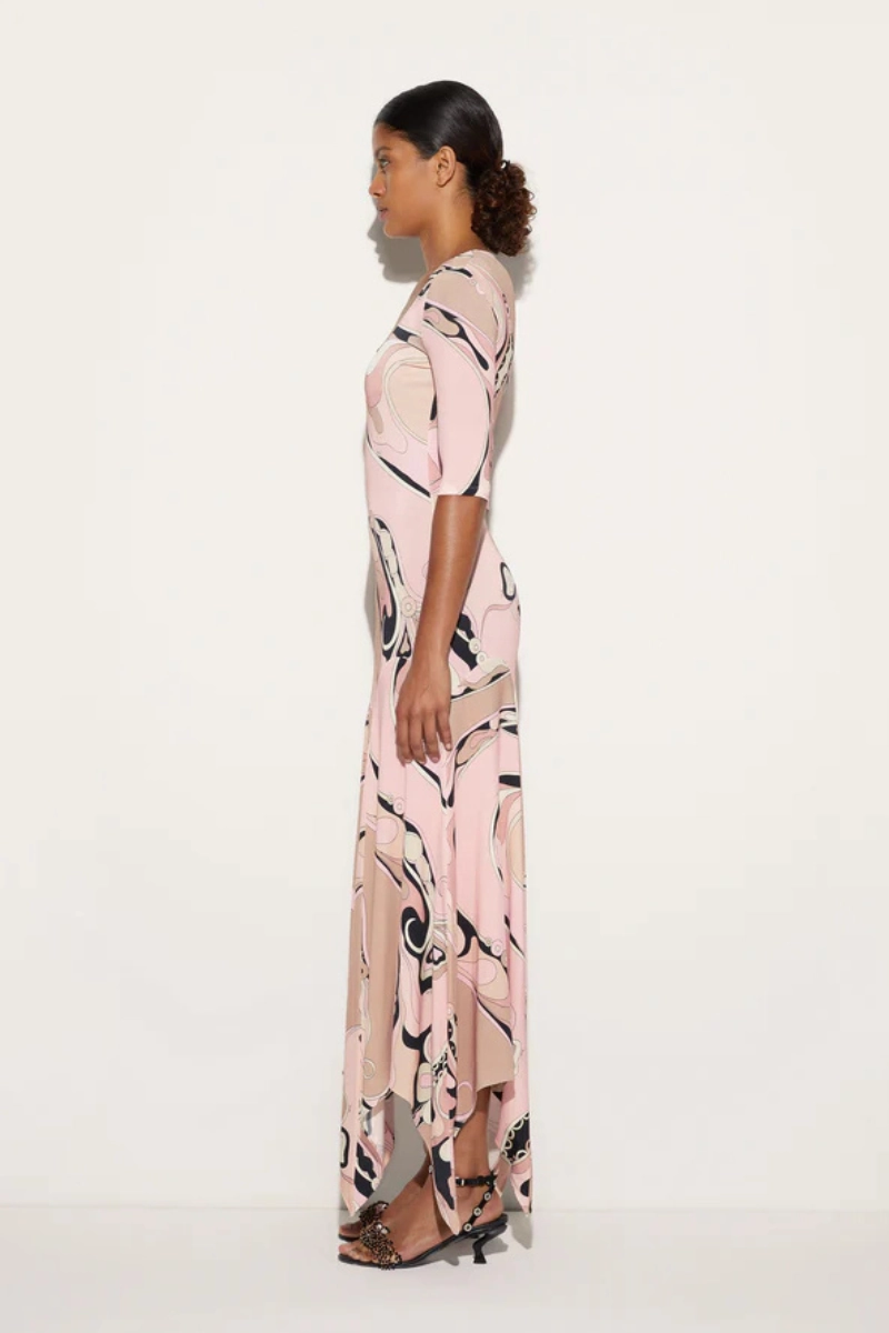 Evening-Wear Morning Glow Orchidee Print Long Dress