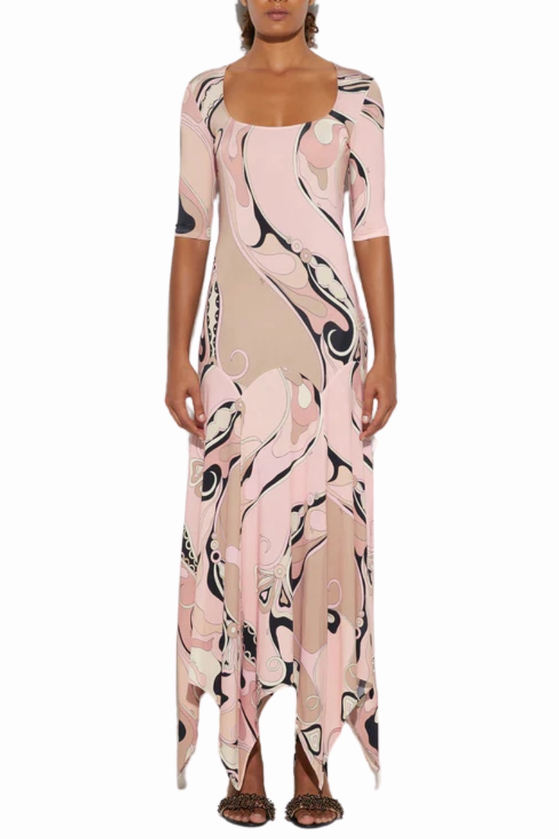 Casual Comfort Dreamy Look Orchidee Print Long Dress