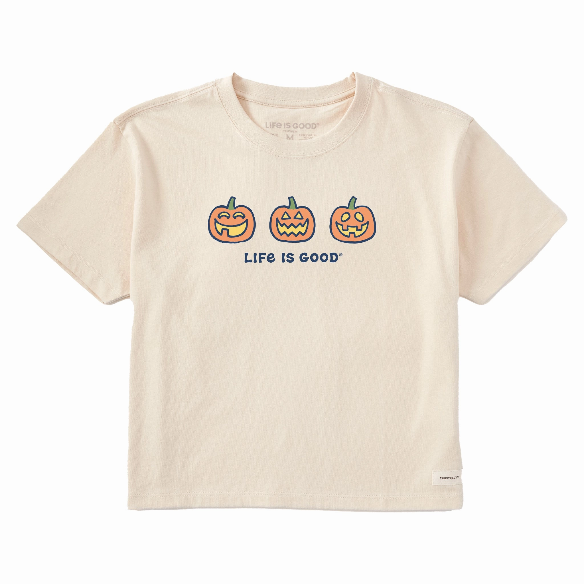 Floral freshness Women's Three Jack O'Lanterns Short Sleeve Crusher Boxy Tee