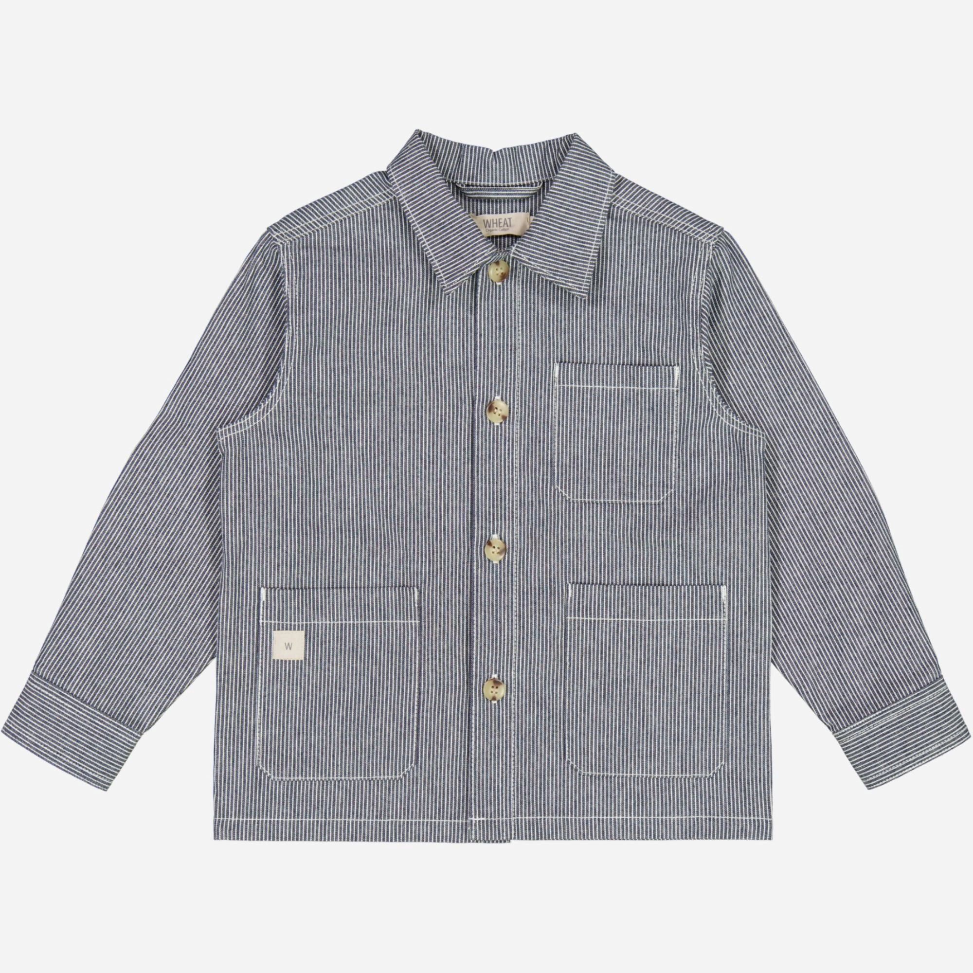 Workwear Casual Multi Pocket Utility Overshirt Karlo - navy denim stripe