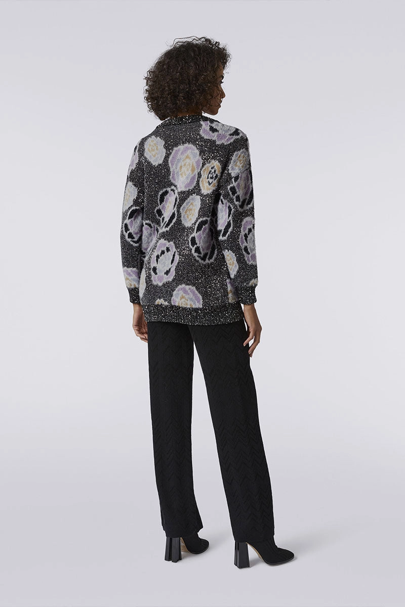 Oversized Sequin Rose Cardigan Soft Touch Comfort Layered Wear