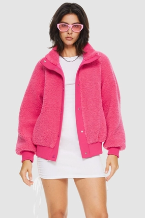 Under Jacket Oversized Snap Button Sherpa Coat