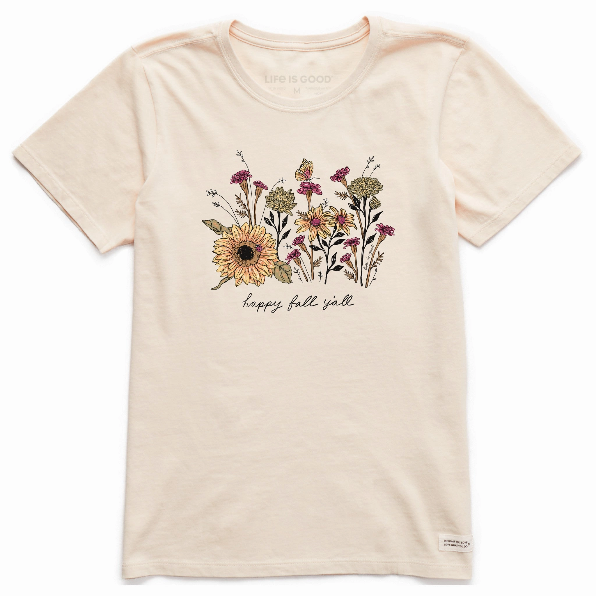 Women's Happy Fall Flowers Short Sleeve Crusher Tee Active Outfit