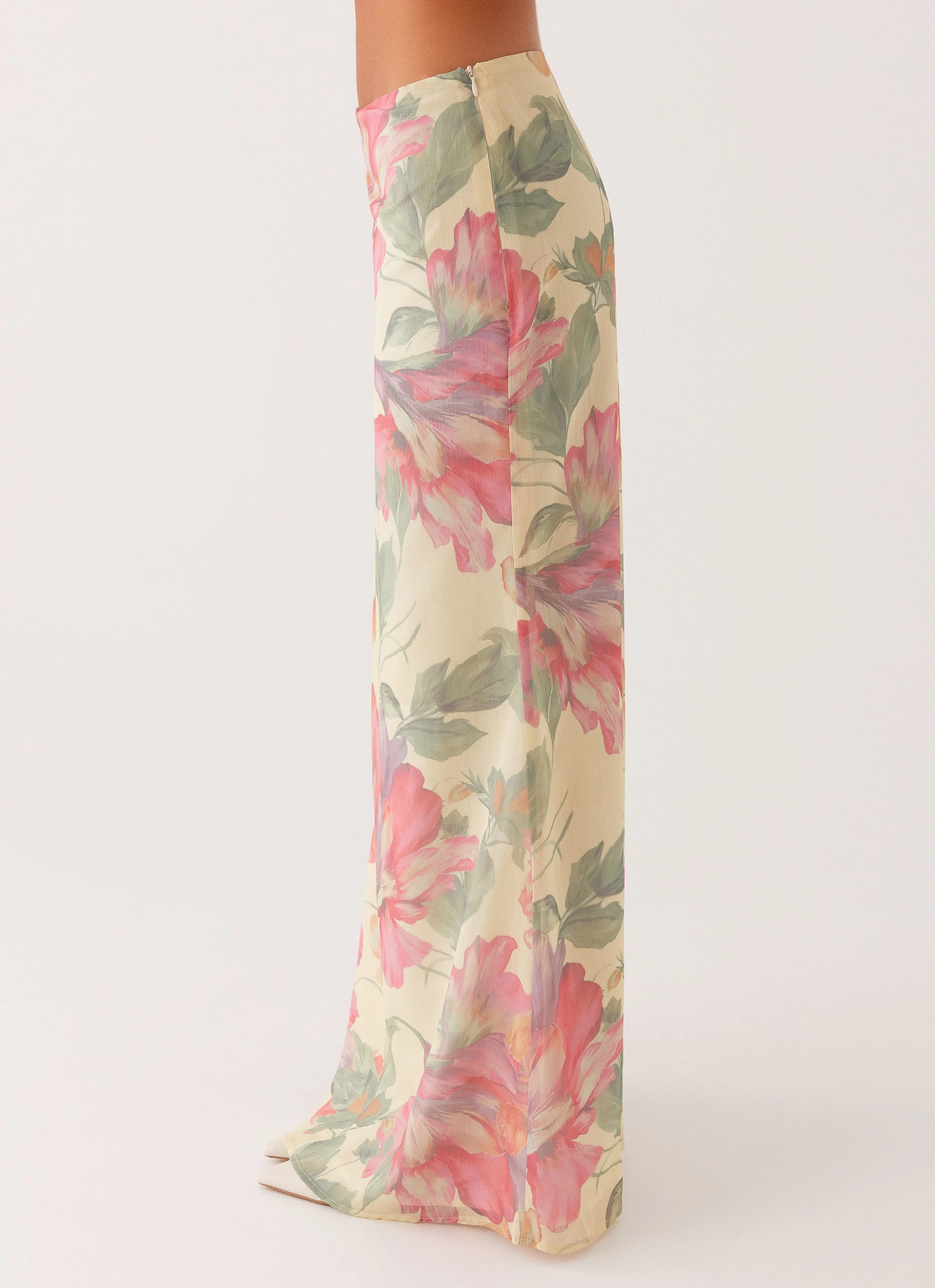 Global Inspiration Soulful Low Rise Maxi Skirt - Yellow Peony