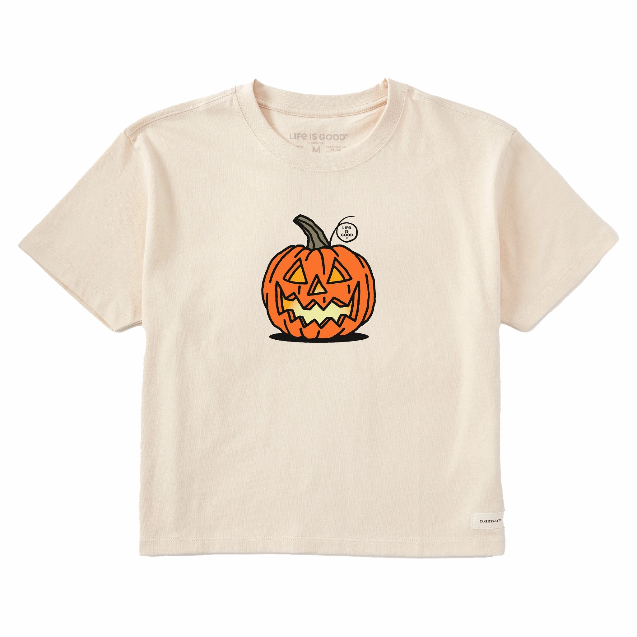 Bold Look Women's Jack O'Lantern Short Sleeve Crusher Boxy Tee