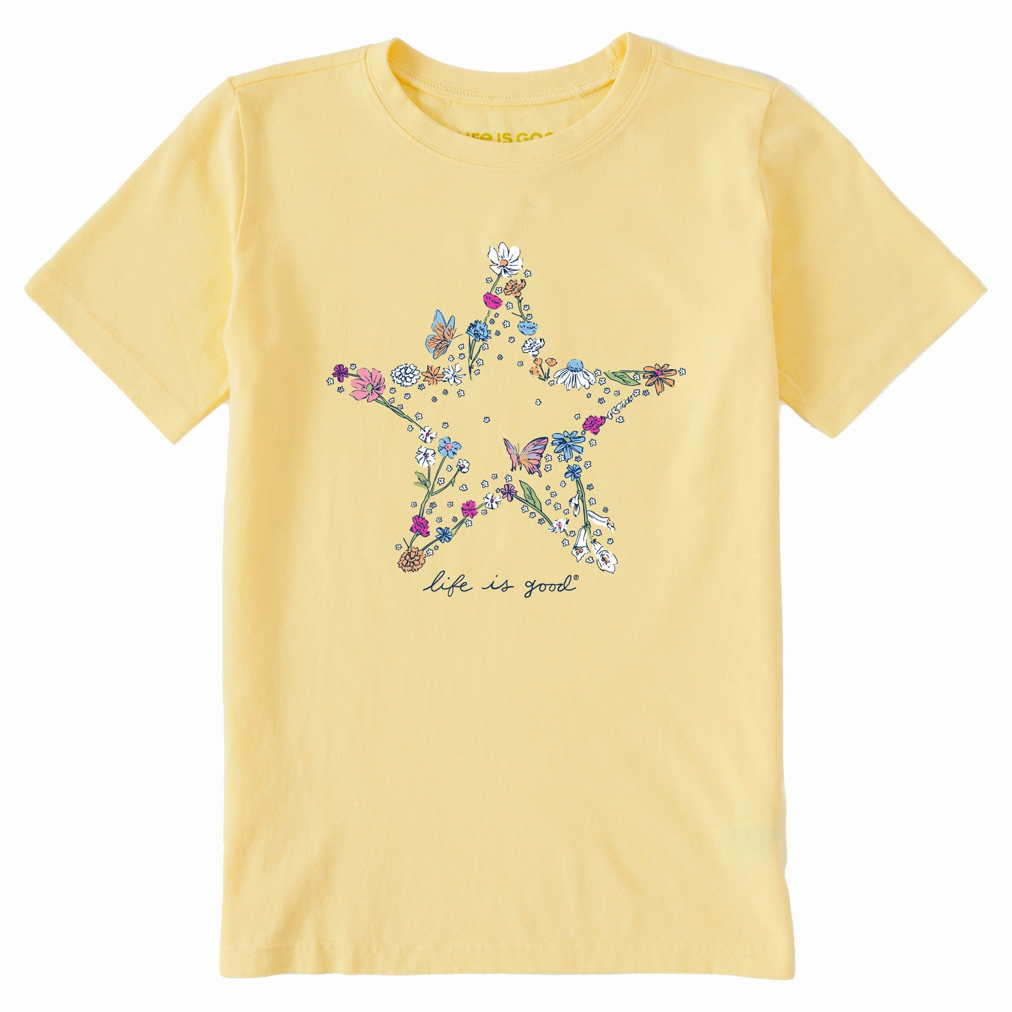 Kids Wildflower Star Short Sleeve Crusher Tee Vegan Perfect for Travel