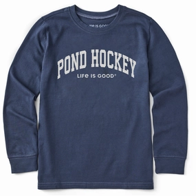 Kids Pond Hockey Arch Long Sleeve Crusher Tee Vintage Wash Effect Light Casual