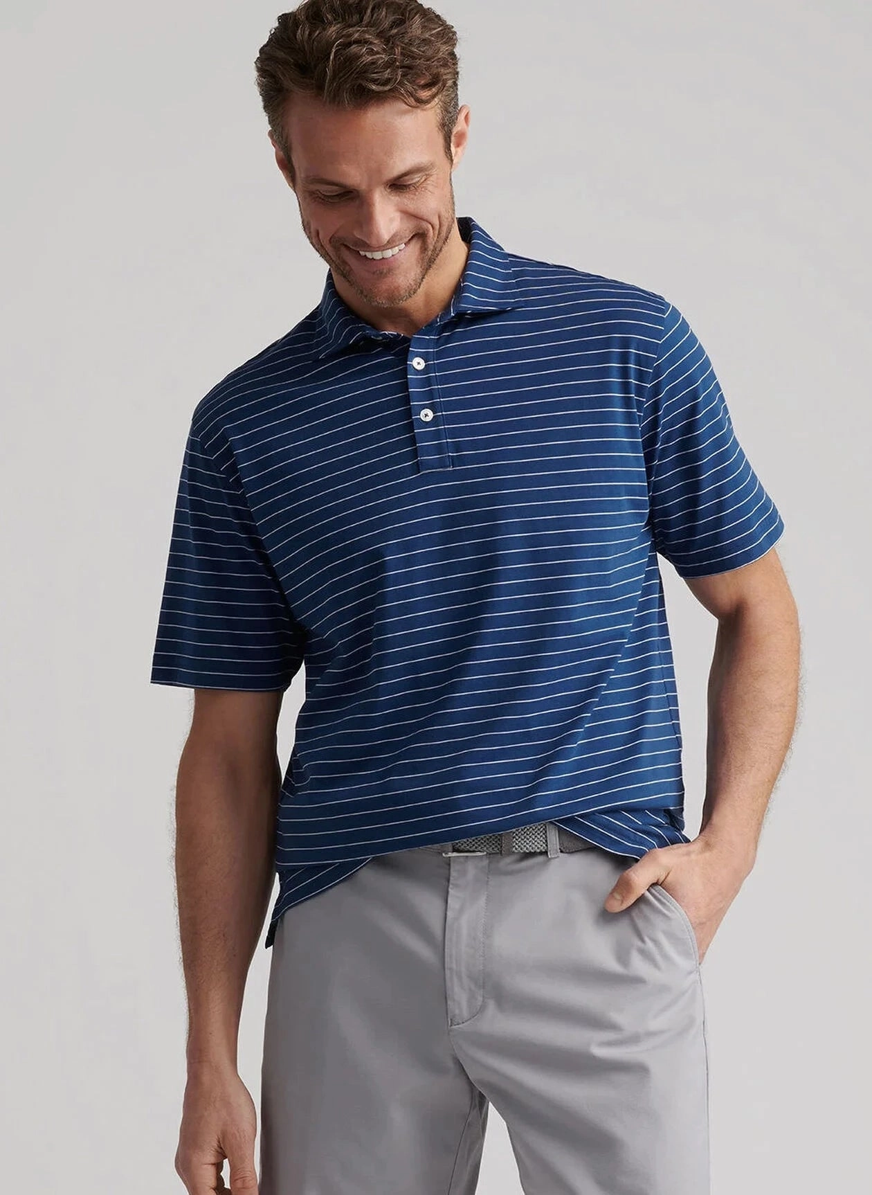 Minimalist Look Peter Millar Rover Stripe Crown Comfort Cotton Polo