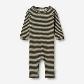 Lived In Plain Wool Jumpsuit | Baby - green stripe