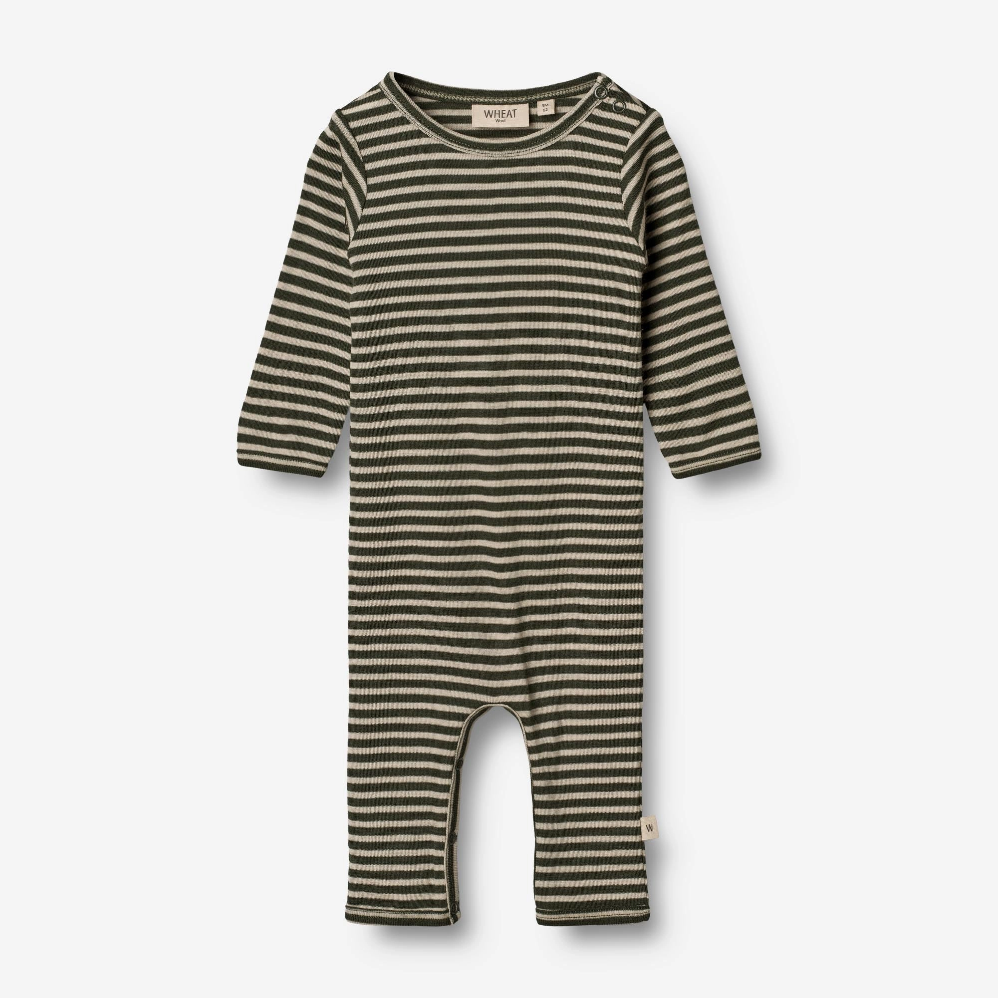 Plain Wool Jumpsuit | Baby - green stripe FourWay Stretch Casual Comfort