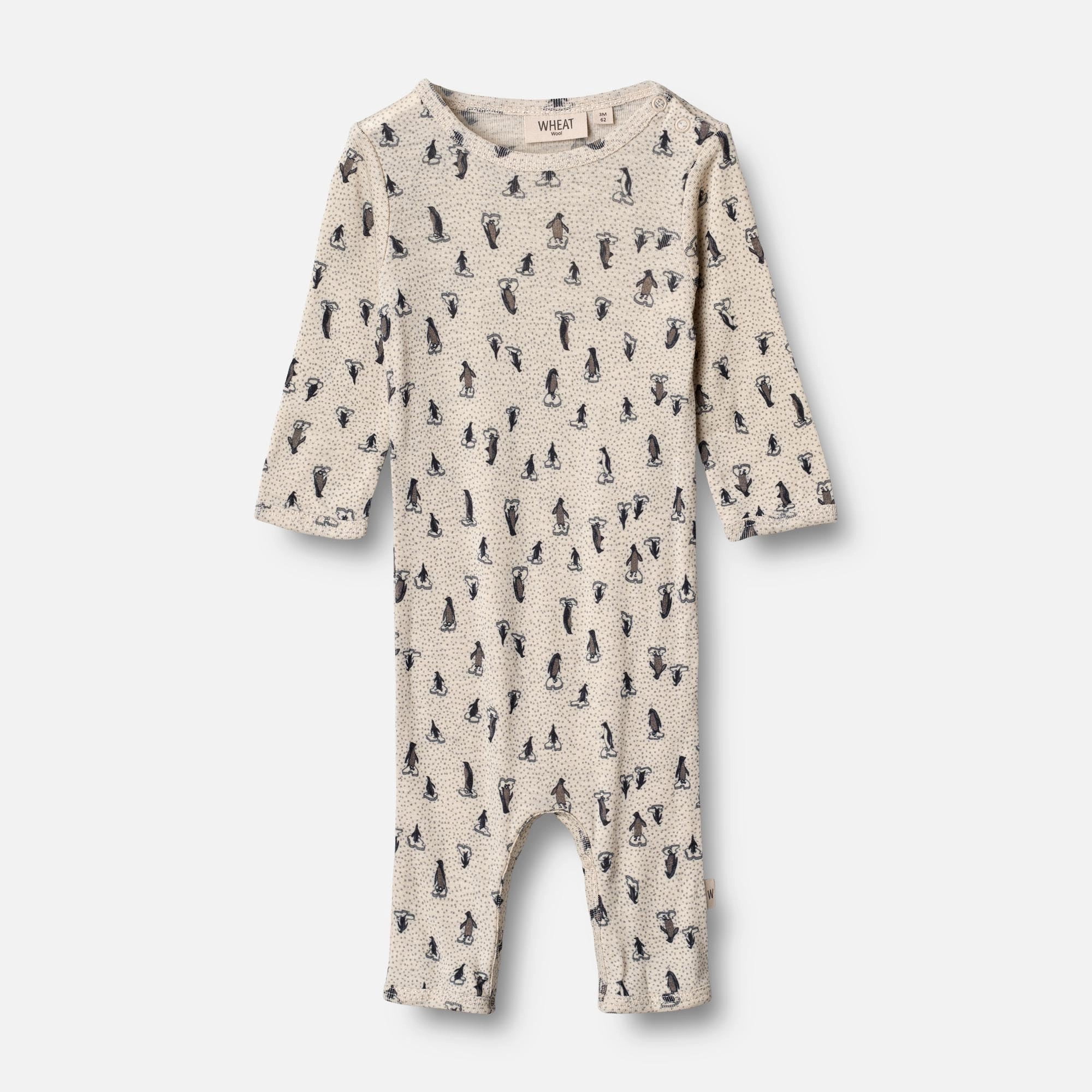 StretchWeave Fabric Plain Wool Jumpsuit | Baby - penguins on ice