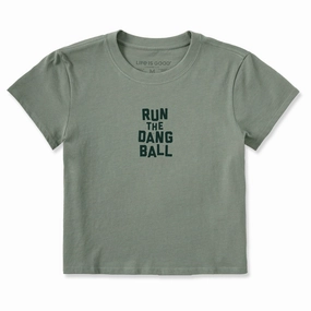 Playful Design Sporty Comfort Wear Women's Run the Dang Ball Crusher-LITE Shrunken Tee