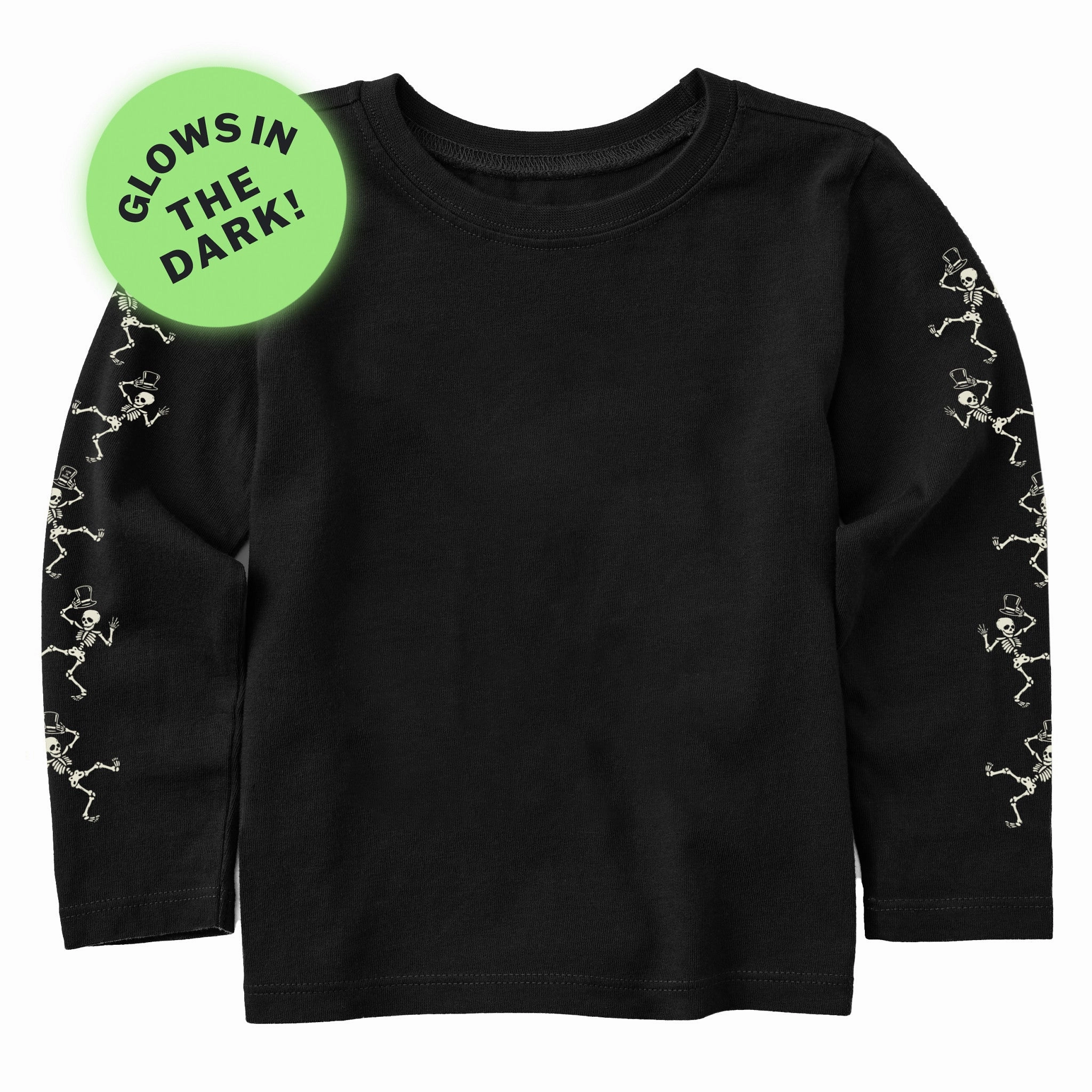 High Density Knit Abstract print Toddler Dancing Skeletons Long Sleeve Crusher Tee