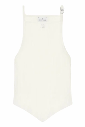 Pointy Buckle Rib Top Moisture Management Scoop neck femininity