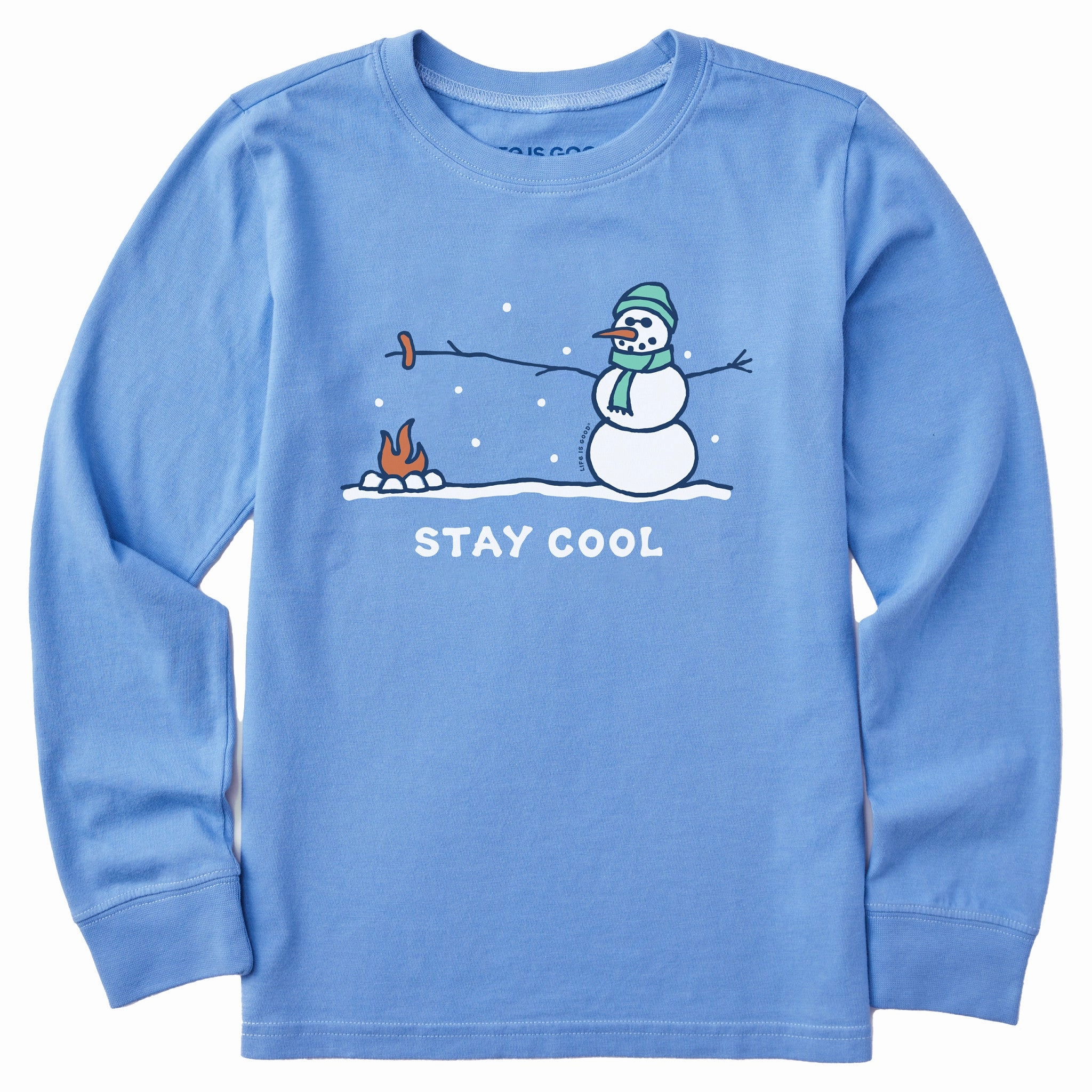 Eco Conscious Production Kids Stay Cool Snowman Long Sleeve Crusher Tee