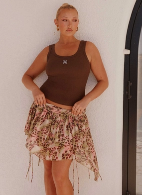 Hot Like Me Mini Skirt - Swirl Leopard Fold Over Detail