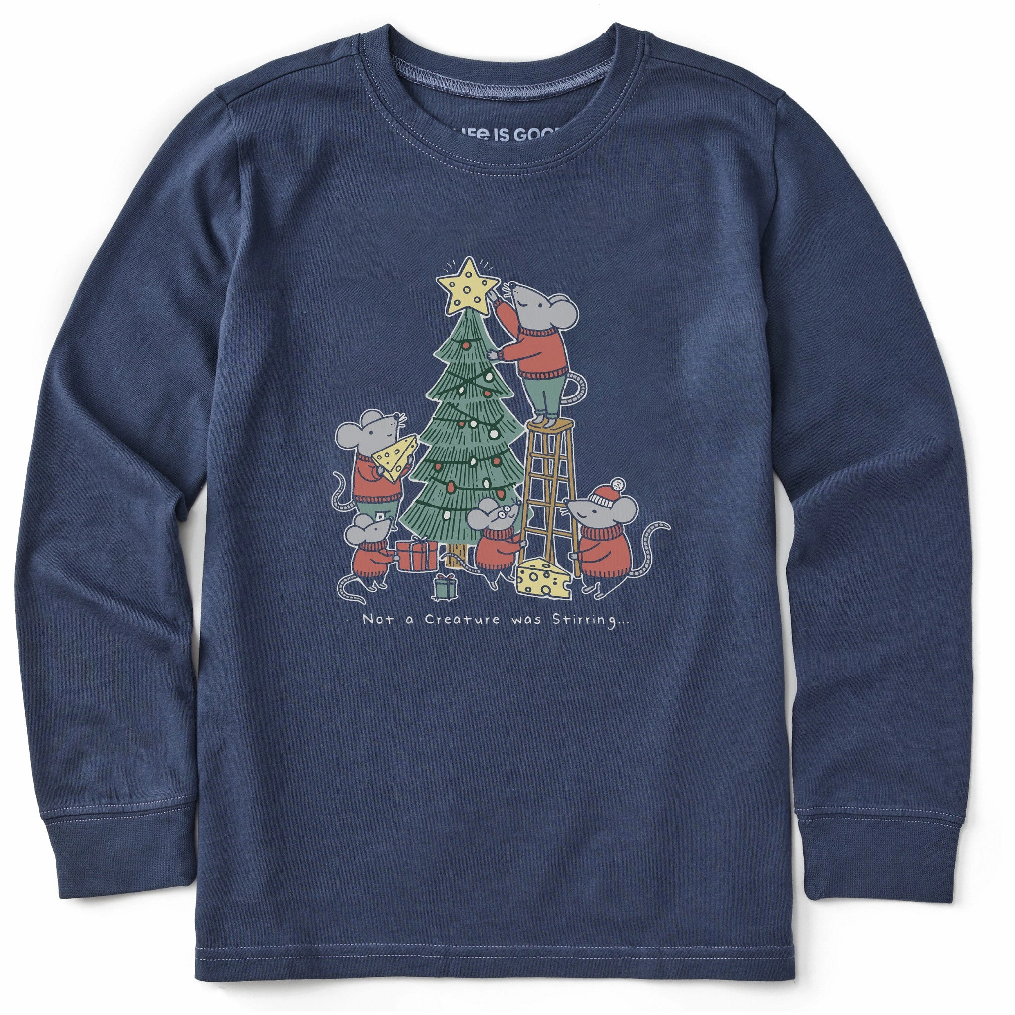 Kids Not a Creature was Stirring Long Sleeve Crusher Tee hiking clothes