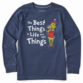 Kids Grinch and Max The Best Things Long Sleeve Crusher Tee Breathable Fit Design