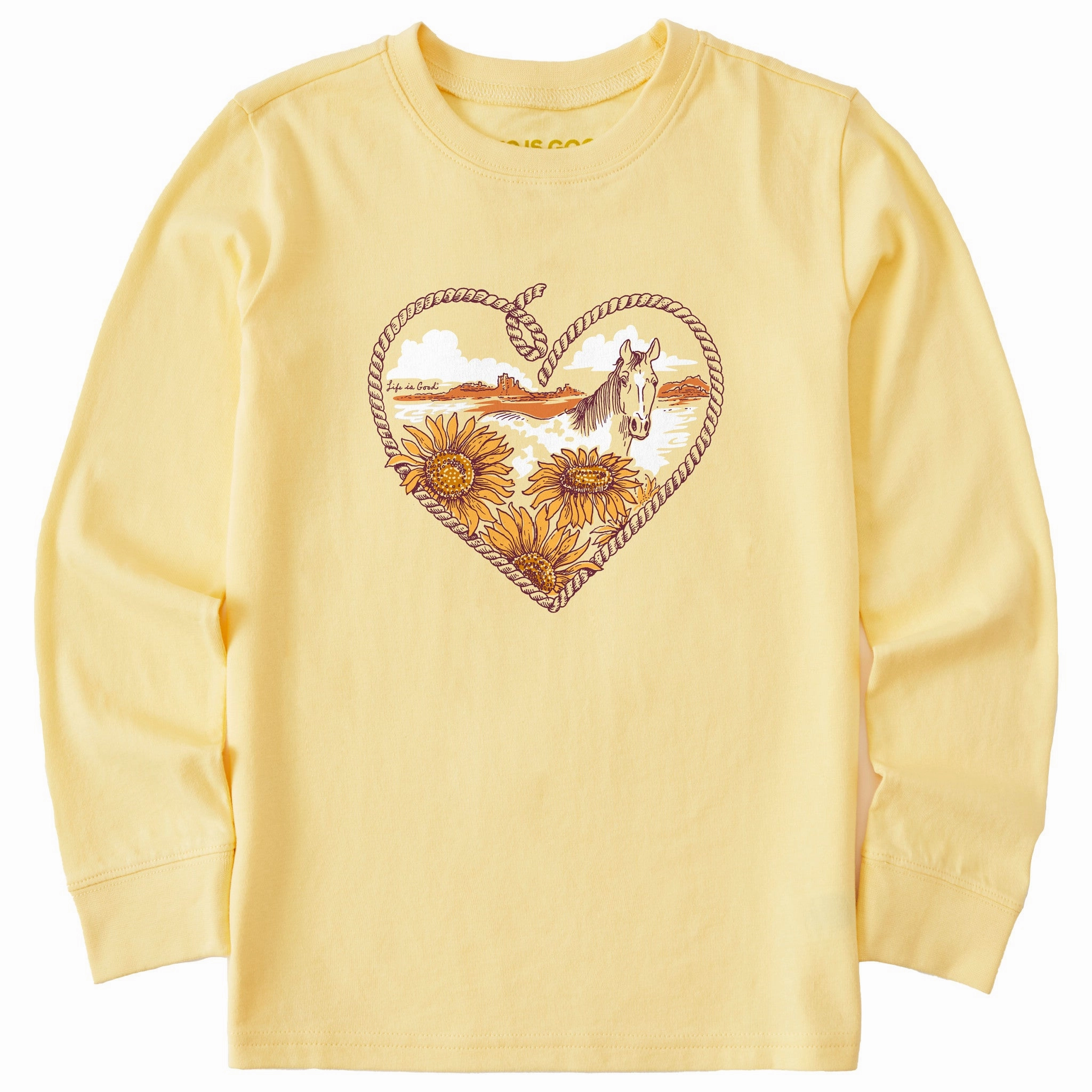 Kids Roped Horse Heart Long Sleeve Crusher Tee Unique Design Quick Dry Wear