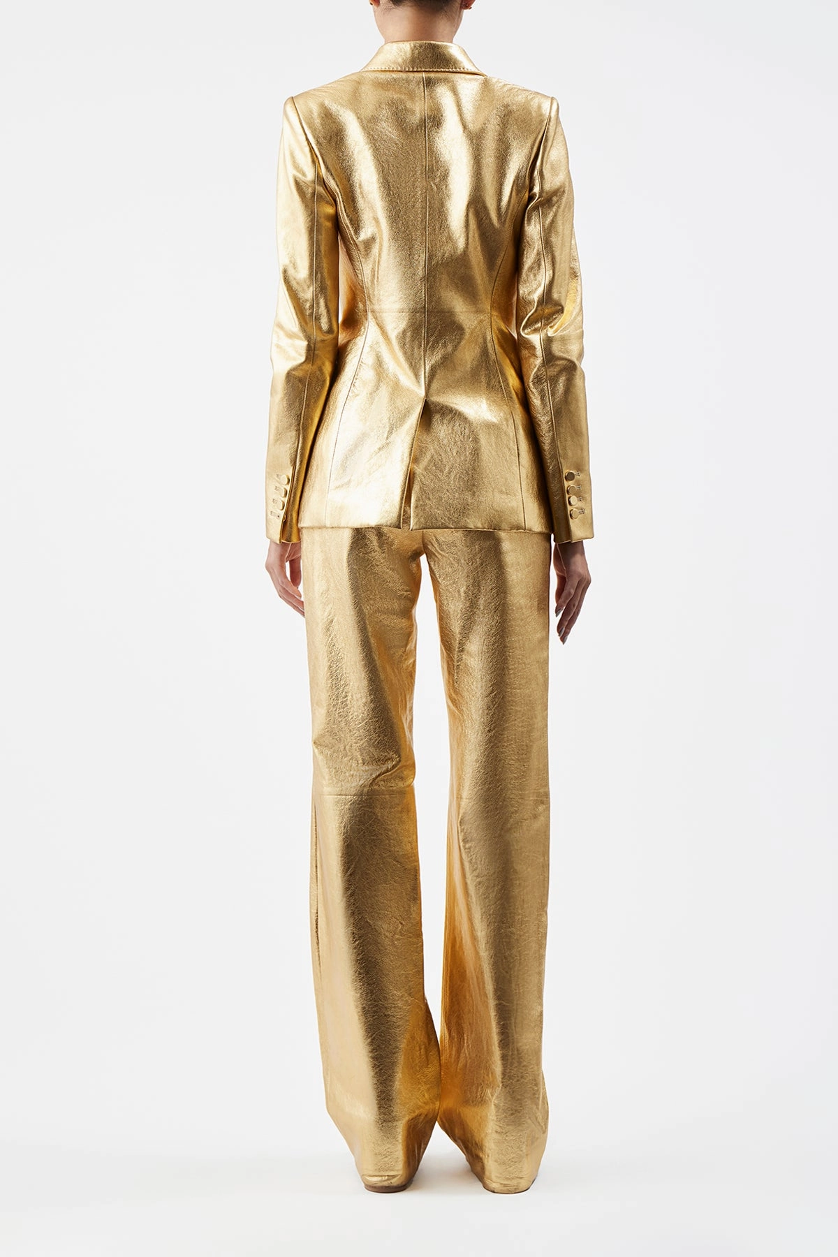 Vesta Pant in Gold Metallic Nappa Leather Comfortable fit