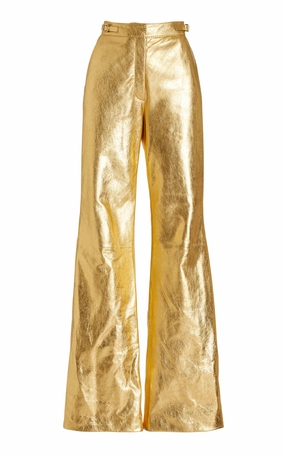 Vesta Pant in Gold Metallic Nappa Leather Tailored Wearable Odor Control Fibers