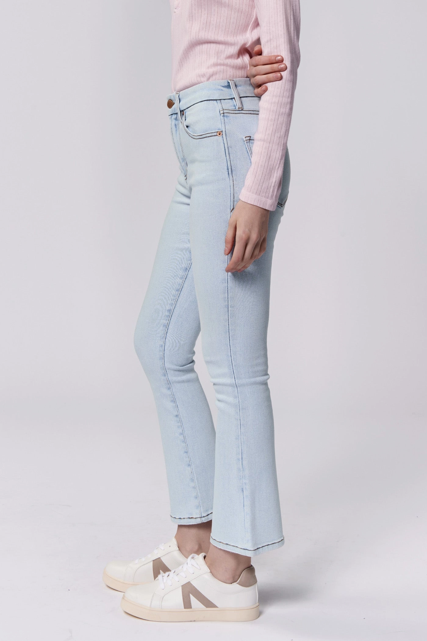 Street Inspired Dear John Jeanne Mid Rise Cropped Flare Jeans Positano