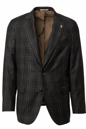 Charcoal Window Plaid Sport Jacket Cozy Layers Sleek Tailoring Wear