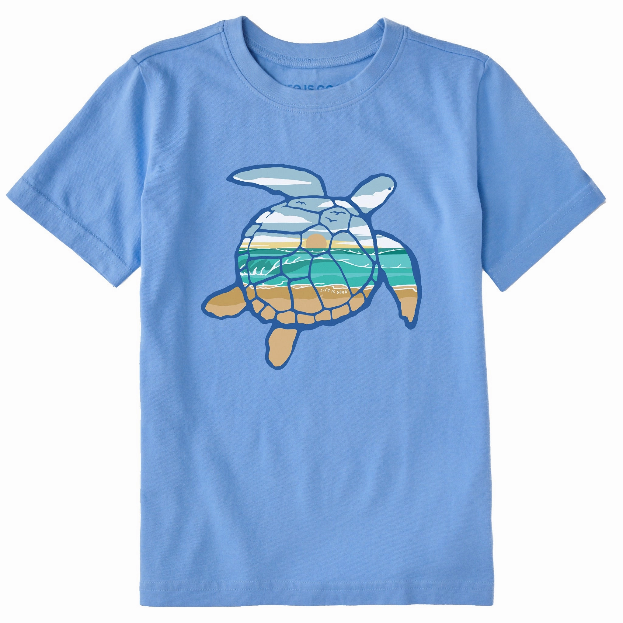 Kids Macro Micro Sea Turtle Oceanscape Short Sleeve Crusher Tee Comfy Fit Layer StretchComfortWeave